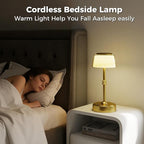 LED Cordless Lamp, 5 Colors Stepless Dimming Table Lamp, Built-in 4400mAh Rechargeable Battery with USB Charging Port, Portable Touch Bedside Light for Patio, Restaurant, Dining (2, Gold)