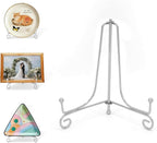 Iron Plate Stands for Display,Foldable Book Holder & Easel Stand for Sign, Versatile Poster Stand and Small Plate Stand for Home Decor, Art, Photo Frame, Card, Crystal Display (Silver, 6 inch (4Pcs))