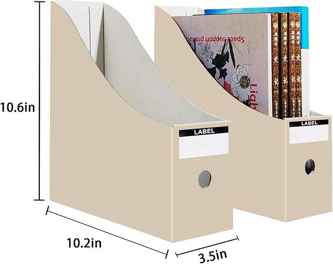 Limitliho Cardboard Magazine Holder for Desk, Book Bins for Classroom Library,Office,Home, 10.6" H x 10.2" L x 3.5" W in file holder (Fresh color, 6 Pack)
