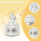 Fathers Day Snow Globe, 5.9" Wind Up Music Box，Christmas Snow Globe for Father's Day Decorations Christmas Decorations Gifts for Dad Father Men Adults Kids