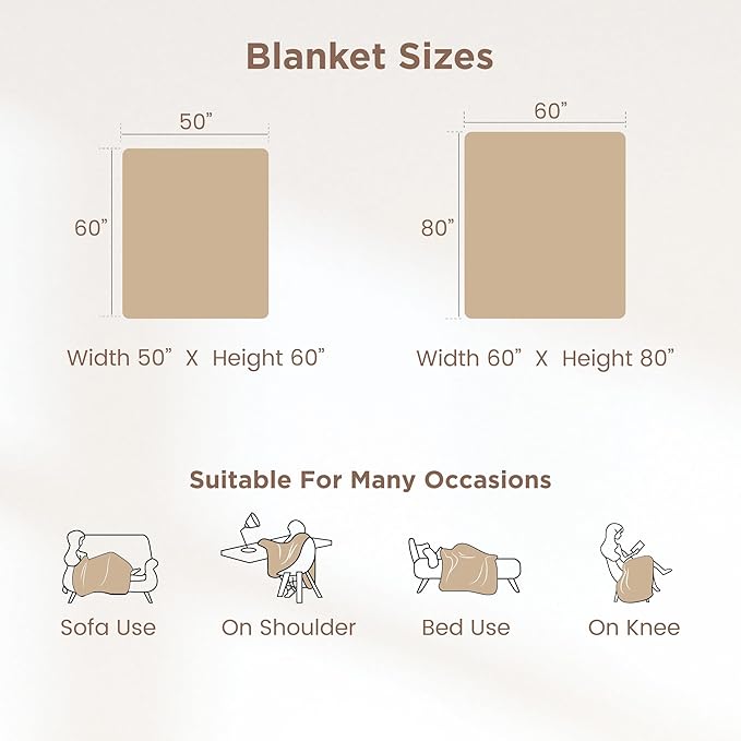 Sophia & William Fox Faux Fur Throw Blanket for Couch(50x60 Inches), Luxury Fluffy Fuzzy Warm Soft Reversible Blankets for Sofa Chair, 800GSM, Arctic Fox & Plaid