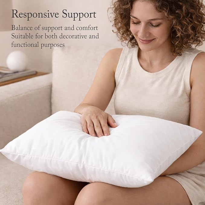 puredown® Feather Down Throw Pillow Inserts 22 x 22 (Pack of 2, White), Big Throw Pillows for Floor, Couch, Bed, Machine Washable