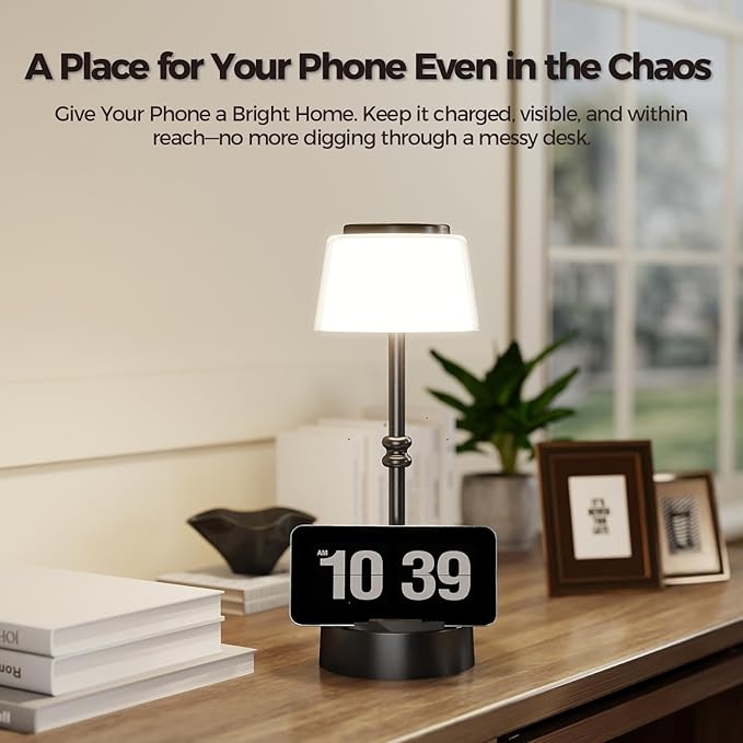 LED Cordless Lamp, 5 Colors Stepless Dimming Table Lamp, Built-in 4400mAh Rechargeable Battery with USB Charging Port, Portable Touch Bedside Light for Patio, Restaurant, Dining(1, Black)