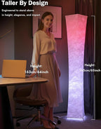 LEONC RGB+CCT Floor Lamp with Remote, 1800lm LED Tuya Smart 9W×2 Bulbs, 65" Smart Modern Floor Lamp with Alexa, Music Sync and 16 Million Colors, Color Changing Standing Lamp for Bedroom Living Room