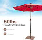 Giantex Patio Umbrella Base, 50 Lbs Steel Heavy Duty Umbrella Stand with Wheels, 24 Inch Square Umbrella Base with 2 Tightening Knobs, Suitable for Backyard, Deck, Poolside, Patio