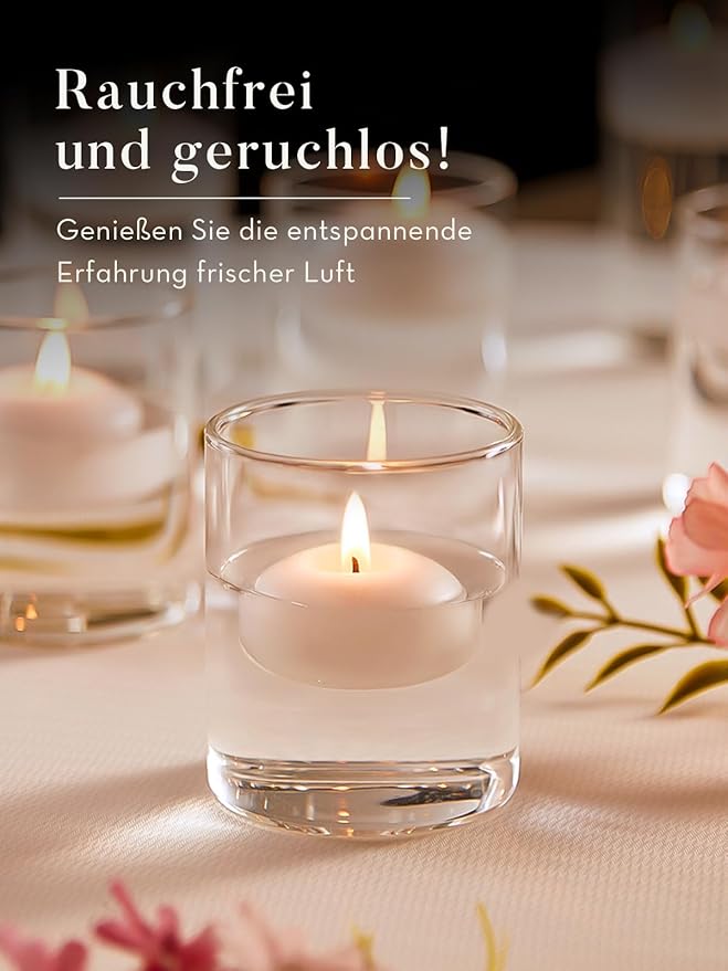White Floating Candles 2 inch, 24 Pack Floating Candles 5-6 Hours Long Burning, Unscented Floating Candle for Centerpieces, Wedding, Christmas Lights, Romantic Night for Her/Him Set