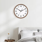 AKCISOT Wall Clock, Modern Small Wall Clocks Battery Operated 10 Inch, Silent Non-Ticking Analog Classic for Office, Home, Bathroom, Kitchen, Bedroom, School(Walnut Grain)