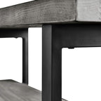 Pomona 2-Tier Entryway Bench with Storage Shelf – Solid Pine Wood Seat with Black Metal Frame – Rustic Industrial Shoe Bench for Hallway, Dining, or Living Room by Alaterre Furniture (Slate Gray)