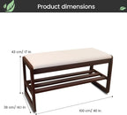 Solid Wood Shoe Rack, 2 Tier Shoe Storage Bench with Cushion Seat, 10 Pair Shoe Organizer for Entryway, Walnut, 39 Inch