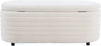 Kmax 45" Storage Bench Faux Fur Entryway Bench Upholstered Ottoman Bench for Bedroom Living Room Hallway, White