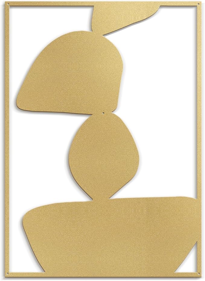 SIGNLEADER Metal Wall Art Decor Abstract Shapes Minimalist Modern Abstract Wall Sculpture Hangings Home Decoration for Living Room, Bedroom, Bathroom, Kitchen, Outdoor - 30" Gold