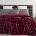 Oversized King Fleece Blanket 120x120 Inches, Seamless Soft Cozy 3D Jacquard Flannel Blanket 10'x10' Extra Large for Bed, Sofa, Couch, Travel & Camping, California King Throw, Burgandy Red
