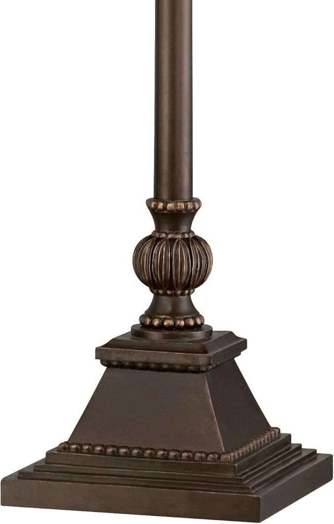 Kathy Ireland Mulholland Rustic Vintage Swing Arm Floor Lamp Standing 61" Tall Bronze Marble Font Ivory Faux Silk Drum Shade Decor for Living Room Reading House Bedroom Home Family Office