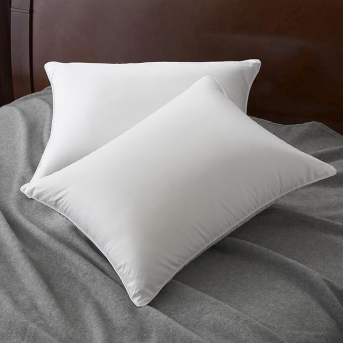 Cuddledown Organic Cotton Down Pillow | 100% Organic Cotton Shell | 700 Fill Power White Down | Hypoallergenic | Handcrafted | Oeko-TEX & RDS Certified | 20" x 26" | Standard | Medium