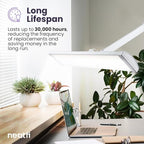 Neatfi Ultra Desk Lamp – 3,500 Lumens, 45W LED, 26-Inch Wide Shade, 5 Brightness Levels, Shadow-Free, Non-Flickering Light, Lamp for Reading, Crafting, Painting, Sewing (Non-CCT with Base, White)
