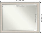 Amanti Art White Wall Mirror 34x44 Cottage White Silver Rectangle Bathroom Mirror for Wall Decor Living Room, X-Large Cottage Wood Frame, Hangs Horizonally and Vertically, Bathroom Decor, Beveled Edge
