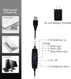 Clamp on Lamp, Clip Light, Desk Lamps 3 Color Temperature Setting, 10 Brightness Levels, 2m USB Cord Power Supply and AC Adapter Included, Pack of 2 (Black)