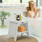 Shower Benches for Inside Shower to Sit On, Shower Stool for Shaving Legs, 500lbs Shower Chair with Space-Efficient Storage Shelf, Waterproof Shower Seat for Spa Bathroom, Indoor or Outdoor 18”x17”