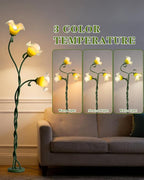 Flower Floor Lamp for Living Room,Tall Standing Reading Lamp with Flexible Neck,3 Color Temperatures LED Dimmable Decorative Light,Green Calla Floor Lamp for Bedroom Corner (Green)
