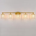 5-Light Vanity Light, Crystal Gold Vanity Lights Over Mirror, Gold Bathroom Light Fixtures