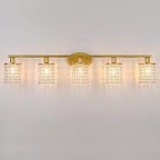 5-Light Vanity Light, Crystal Gold Vanity Lights Over Mirror, Gold Bathroom Light Fixtures