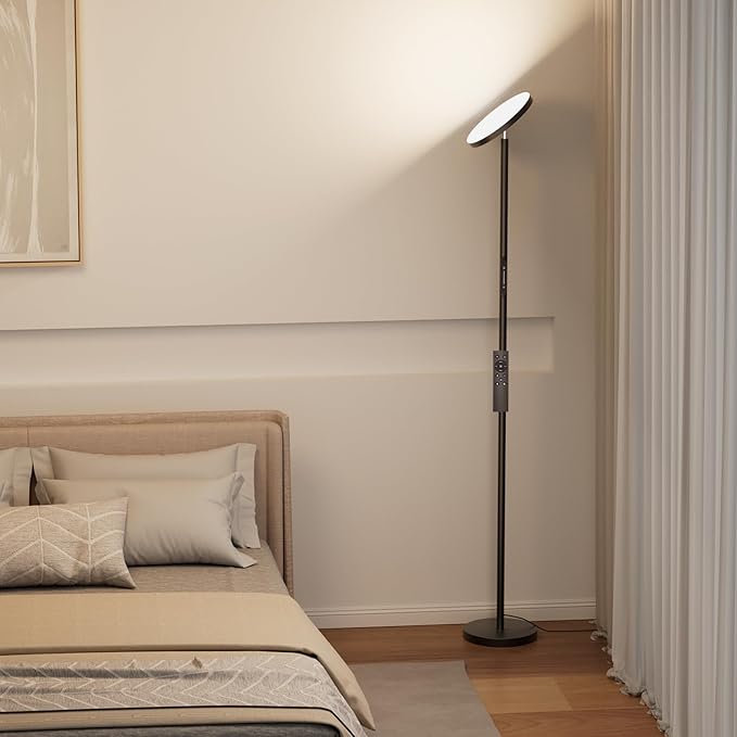 Upgraded Floor Lamps for Living Room, 32W 3000LM Super Bright LED Torchiere Floor Lamp with Remote & Touch Control, 69" Dimmable Tall Standing Lamp with 350°Rotating Head for Reading Office Bedroom