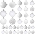 White Christmas Ornaments - Christmas Tree Decorations Shatterproof Hanging Balls for Birthday Wedding Holiday Decor Set of 36pcs, Multi-Sizes(1.6",2.5",3.2")