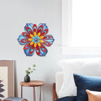 YEAHOME Metal Flower Wall Decor, 11 inch Wall Art Decorations Rustic Home Decor Aesthetic for Bathroom, Bedroom, Living Room, Office, Boho Art, Indoor Outdoor Decorations Patio Garden Decor(Blue)