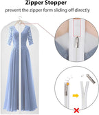 Kntiwiwo 60 inches Garment Bags for Closet Storage with Zipper Clear Garments Bag for Gowns Long, Dresses, Suit, Coat - Set of 20 [Upgraded Version]