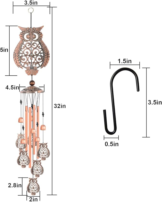 Owl Wind Chimes, Gifts for Mom, Women, Grandma, Outdoor Indoor Wind Chimes, Room Decor, Owls Gifts for Women, Owl Decor Gift