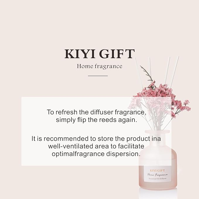 Reed Diffuser Set – Scented Diffuser with Sticks Home Fragrance Diffusers for Home Reed Diffuser for Bathroom Shelf Decor (4.06oz Jasmine Rose)