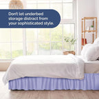 Wrap Around Dust Ruffle Bed Skirt - Lavender - for Queen Size Beds with 24 Inch Drop - Elastic Strap - Adjustable Pleated Bedskirt with Brushed Fabric and Wrinkle Free - for Women, Men, Kids & Teens