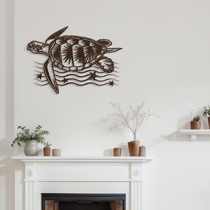 SIGNLEADER Metal Wall Art Decor Turtle Minimalist Modern Abstract Wall Sculpture Hangings Home Decoration for Living Room, Bedroom, Bathroom, Kitchen, Outdoor - 18" Bronze