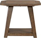 Liberty Furniture Carolina Park Octagonal End Table for Living Room - Amber Brown Oak