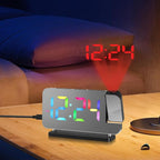 Cabilock Projection Alarm Clock for Bedroom Ceiling, 180° Rotatable Time Projector with 10 Colors RGB Night Light, Digital Led Display Clock with USB Type C Charger Port for Elderly Heavy Sleepers