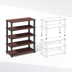 Furinno Turn-S-Tube Storage Shelves Set of 2, 3-Tier Stackable Standing Shelf, Open Corner Shelf, for Organization and Storage, Living Room, Garage, Home Office, Dark Cherry