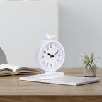 Mantel Clock, Classic Vintage Clocks and Decorative Shelf Decor, Silent Analog Desk Clocks with Light Vintage Metal Table Clock for Living Room Shelf Bedside Home Decor (White)