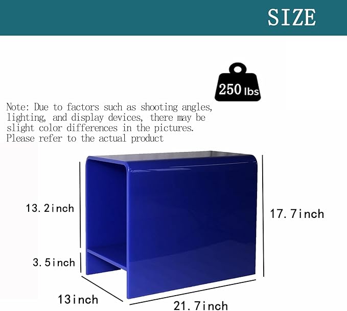 21" Acrylic Shower Stool with Storage Shelf - Waterproof Bath Bench for Spa & Shower, Heavy-Duty Seating (Holds 400lbs) - Ideal for Shaving Legs & Organizing Items (Blue)
