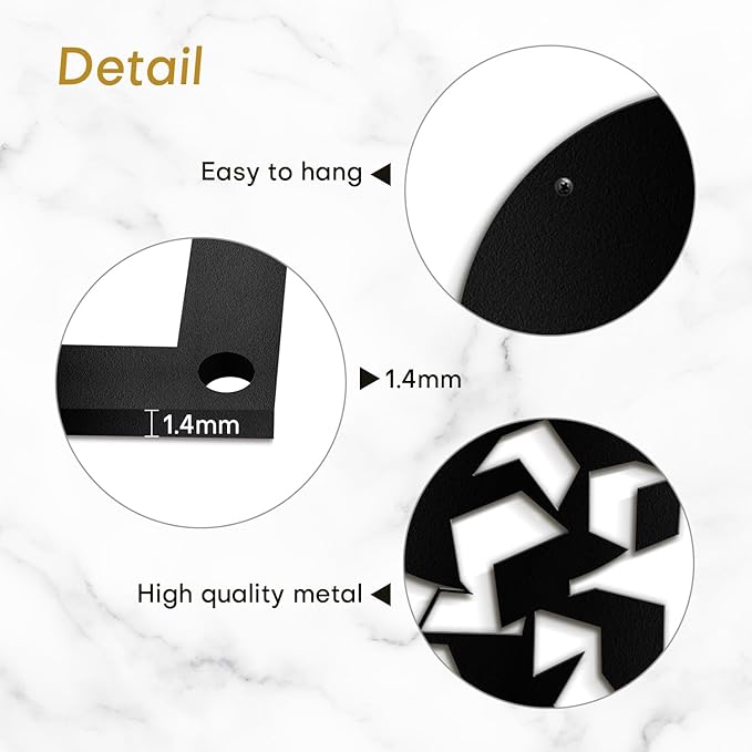 SIGNLEADER Metal Wall Art Decor Circles Abstract Shapes Minimalist Modern Abstract Wall Sculpture Hangings Home Decoration for Living Room, Bedroom, Bathroom, Kitchen, Outdoor - 30" Black