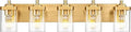 Bathroom Light Fixtures, 30" Brushed Gold Vanity Light, 5-Light Modern Wall Sconces with Square Clear Glass Shade, Vanity Lighting Fixtures Over Mirror, VL194-BG-5
