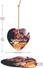 Personalized Christmas Ornaments 2025 Photo Ornament Christmas Tree Custom Ornaments with Picture Customized Ornaments for Family Couples Wedding Xmas Tree Home Decorations Set of 4