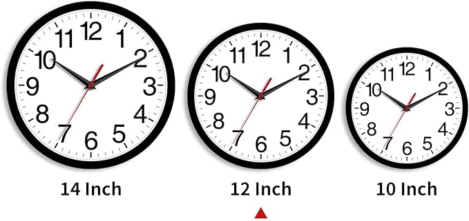 12 Inch Wall Clock Modern Battery Operated Silent Non Ticking Analog for Bedroom Office Living Room Home Kitchen Bathroom(Black)