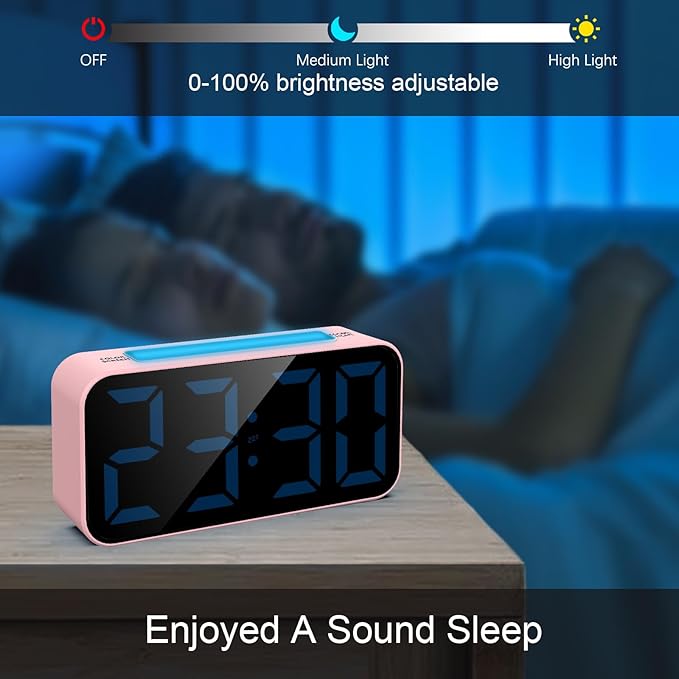 Loud Alarm Clocks for Bedrooms Heavy Sleepers, Digital Clock with Night Light, Large Display, Dual Alarm, Snooze, Dimmable Bedside Alarm Clock for Kids Teens Boys Girls