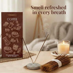 Folkulture Coffee Incense Sticks with Holder (100 Sticks)| Premium Coffee Incents Stick for Focus, Energy, Relaxation Gifts for Women | No Charcoal,Organic,Non Toxic, 45 Mins, Long Burning Insence