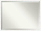 Amanti Art White Wall Mirror 32x42 Morgan White Gold Rectangle Bathroom Mirror for Wall Decor Living Room, X-Large Modern Wood Frame, Hangs Horizonally and Vertically, Bathroom Decor, Beveled Edge