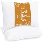 Fern and Willow Queen Size Bed Pillows - Set of 2, 28"x20" - Luxurious Ultra-Soft Cooling Pillow - Hotel Quality, Down Alternative Fill - Ideal Gift for Side, Back & Stomach Sleepers