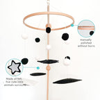 Montessori Mobile, Black and White Baby Crib Mobile, Neutral Nursery Mobile Decoration for Pack N Play, for Baby Boy & Girl, Sun, Moon, Star, Snow, Cloud