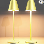 2-Pack Cordless Table Lamps - 5000mAh Rechargeable Battery Operated Desk Lamp, 3-Level Dimmable LED Night Light for Bedroom, Dining, Restaurant - Metal Design (Champagne Gold 2Pack)