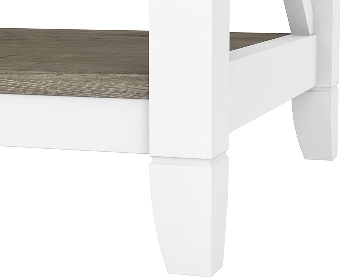Bush Home Tall 5 Shelf Bookcase for Living Room or Home Office, Large Bookshelf, Modern Farmhouse Style, Key West Collection, Pure White and Shiplap Gray