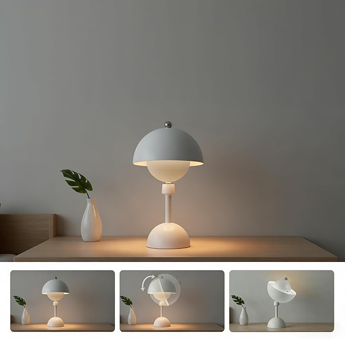 Detachable Magnetic Head Desk Lamp,Rechargeable Battery Powered Table Lamp,Dimmable Type-C Charging,Cordless Table Lamp for Reading Study Bedside